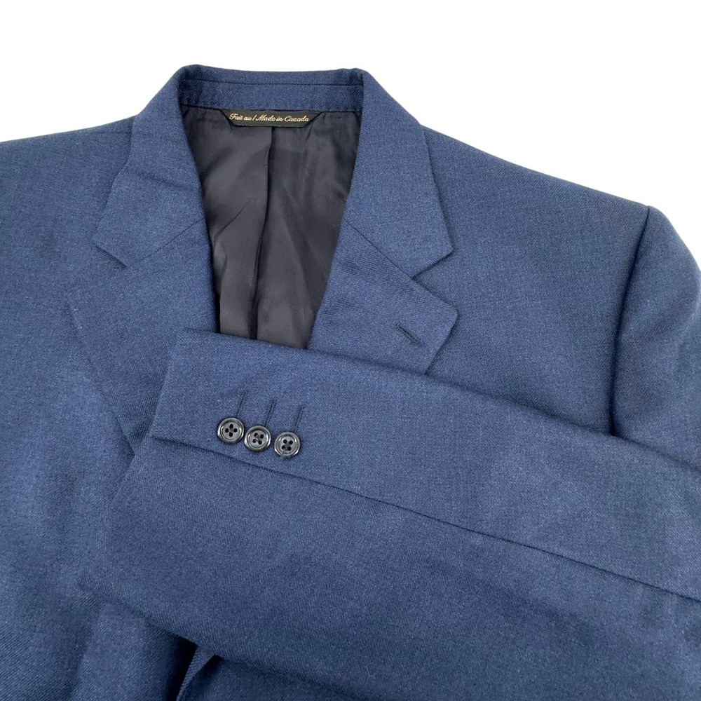 Valenza Cashmere Blazer Mens 44L Blue Made in Canada Sport Coat Classic Lux